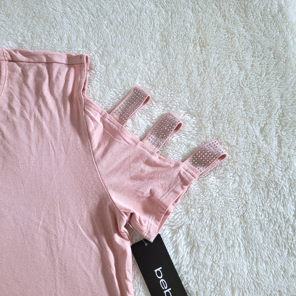 bebe Misty Rose🌹 Colored Top with Cutout✂️ Sleeve Detail - NWT - Picture 7 of 14